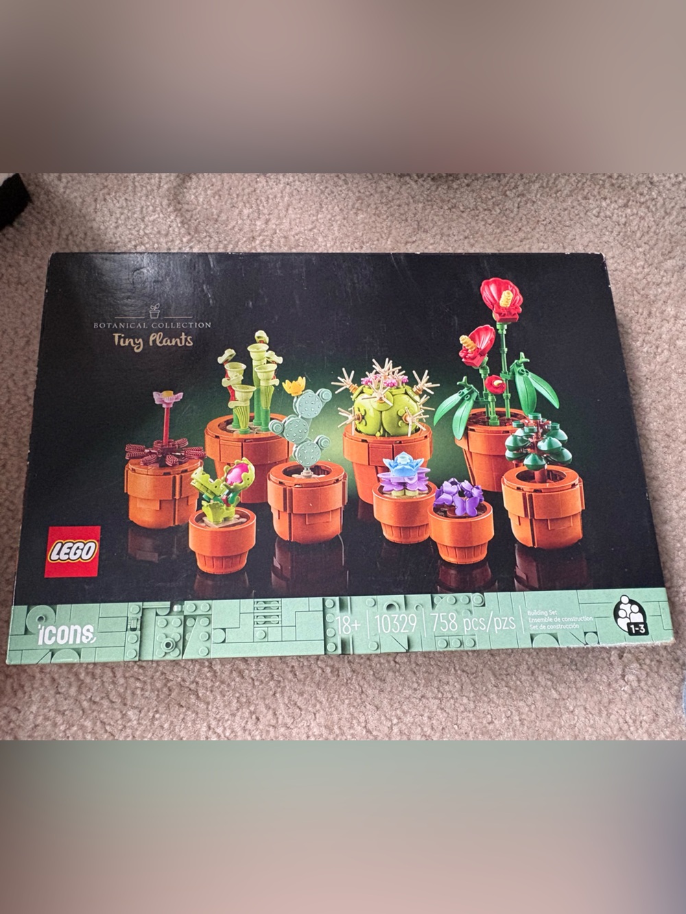 Lego Tiny Plants Set - Orange Pots with Green, Red, Purple, Pink, Blue Accents